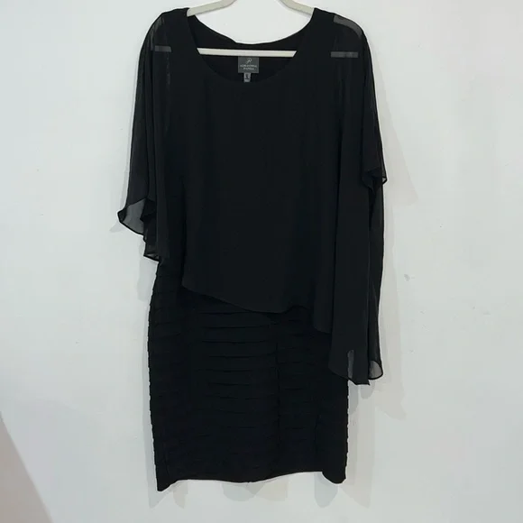 Adrianna Papell Black Tiered Bolero Dress Size 12 - Picture 2 of 11